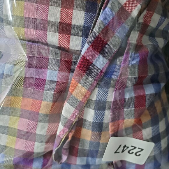 Visconti Black Multicolor Plaid Rainbow Large Check Button Down L - Picture 9 of 9